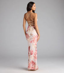 Romantic Flair Floral Lace-Up Maxi Dress