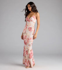 Romantic Flair Floral Lace-Up Maxi Dress