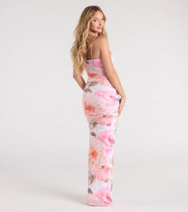Charmed Sass Floral Bodycon Slit Maxi Dress