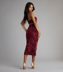 Crushing On Velvet Flocked Floral Midi Dress