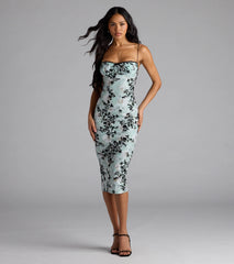 Match Made In Floral Bodycon Midi Dress