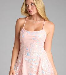 Glitz Me Up Lace-Up Sequin Skater Dress
