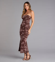 Alluring Bloom Flocked Floral Mesh Maxi Dress