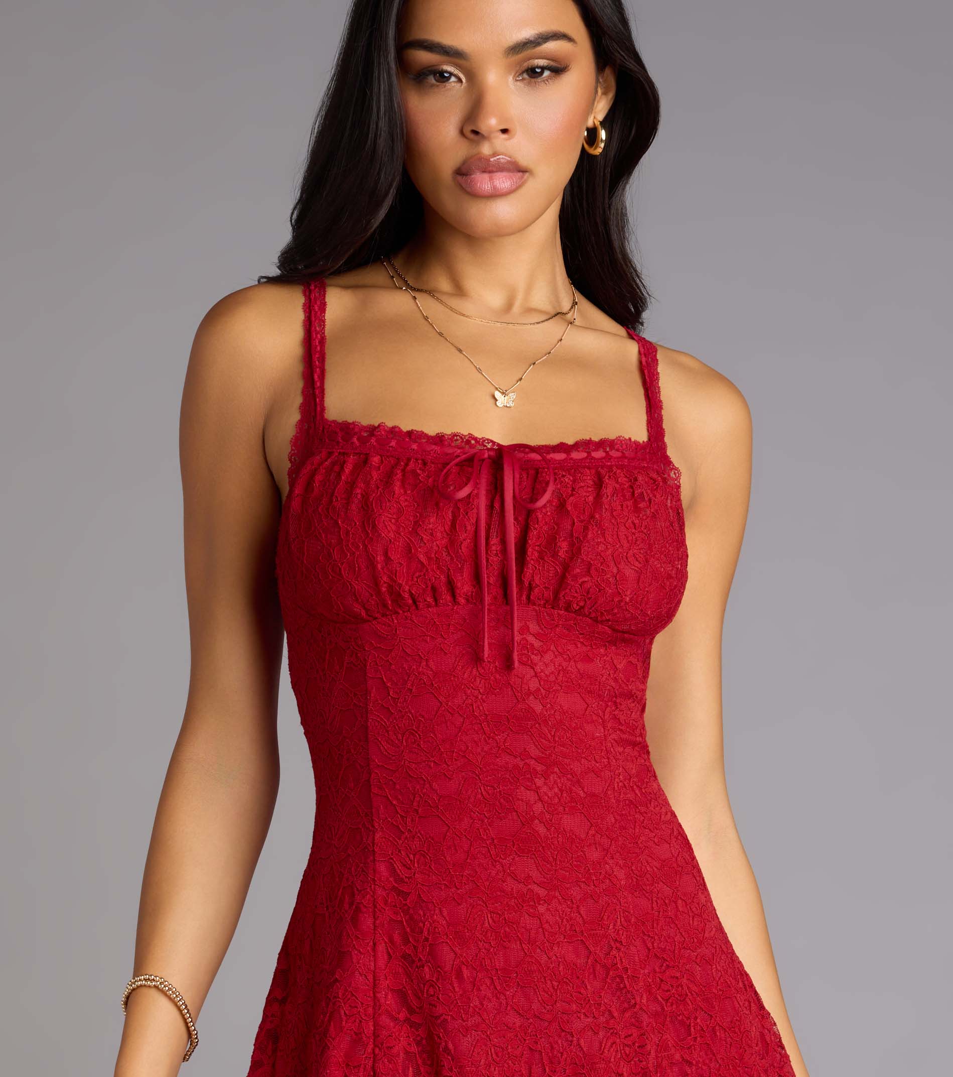 Desert Sun Lace Ruffle Mini Dress