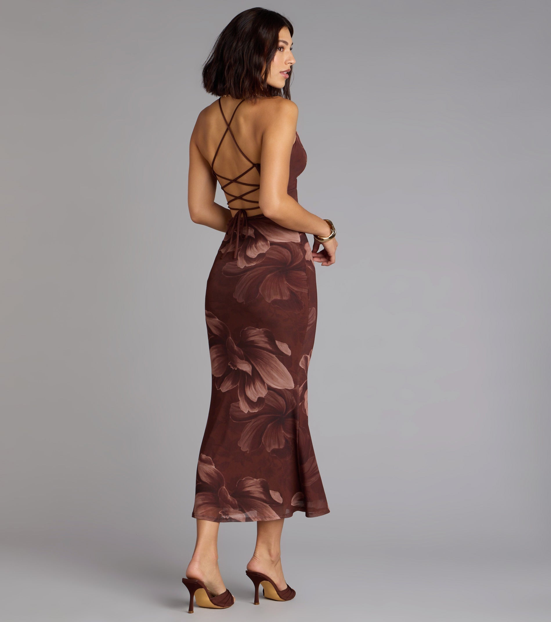 Petal Play Floral Mesh Midi Dress