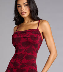 Scarlet Soirée Jacquard Midi Dress
