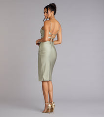 Chic Hourglass Lace-Up Midi Dress