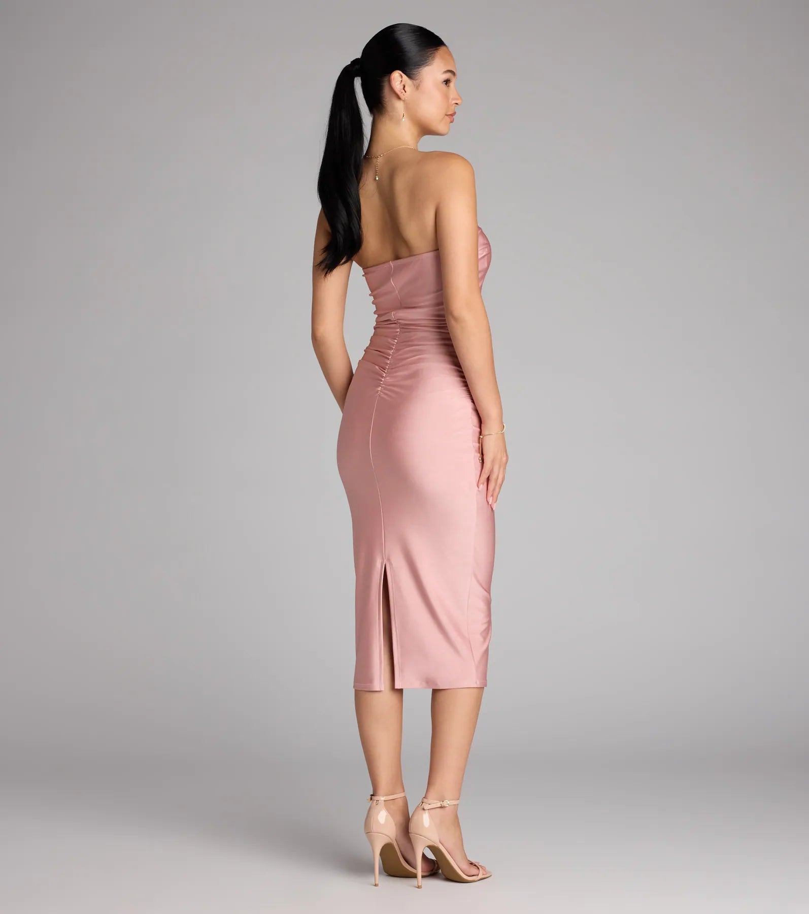Fabulous Allure Strapless Bodycon Midi Dress