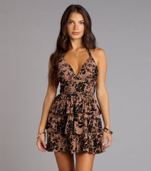 Flirty Tease Halter Ruffle Skater Dress