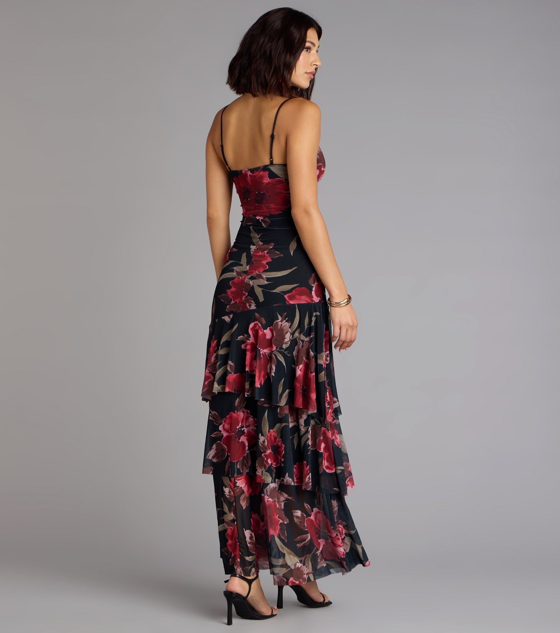 Blush Hour Floral Ruffle Maxi Dress