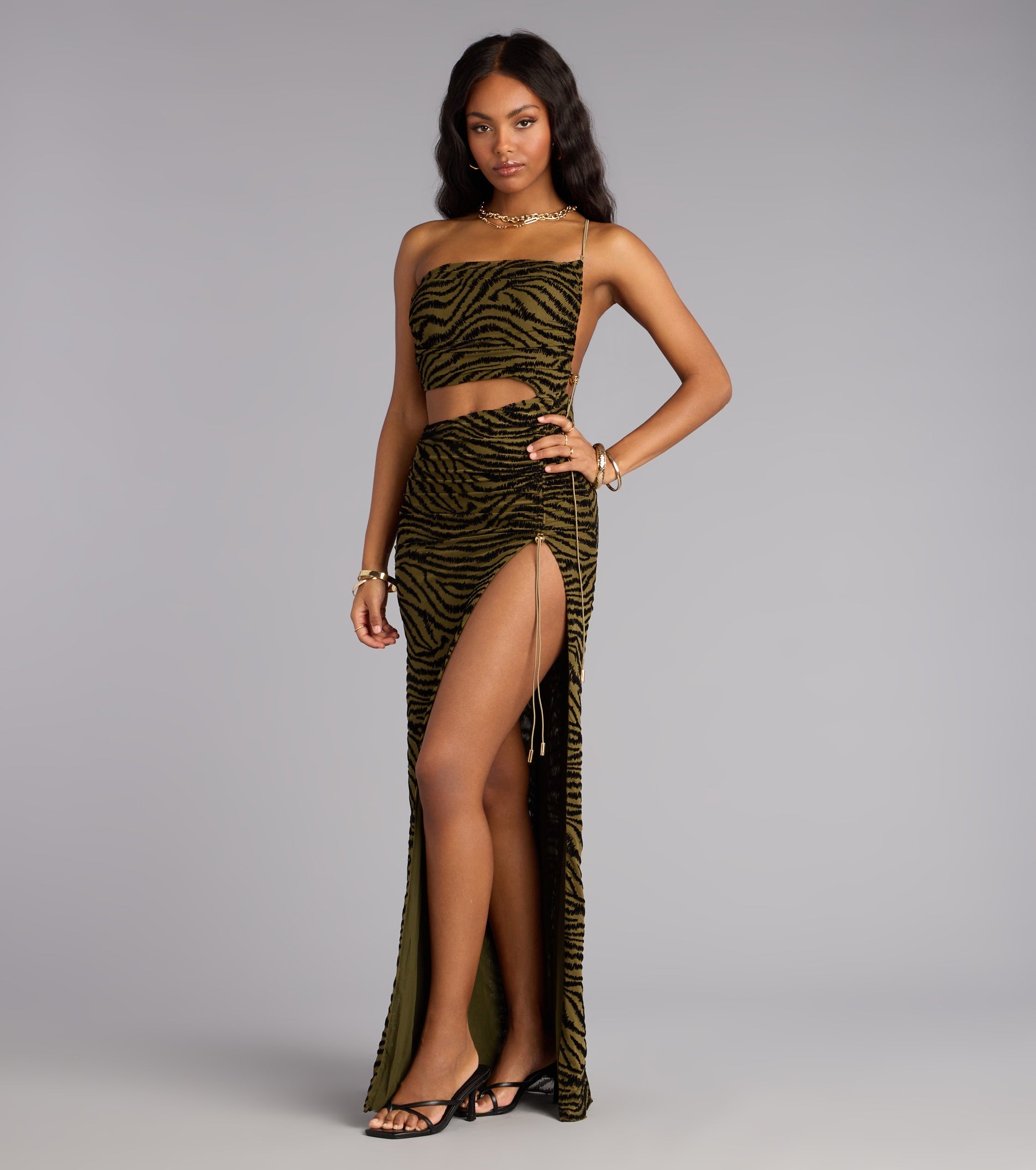 Wild Intentions Zebra Velvet Maxi Dress