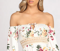 Bring The Romance Off Shoulder Long Sleeve Skater Dress