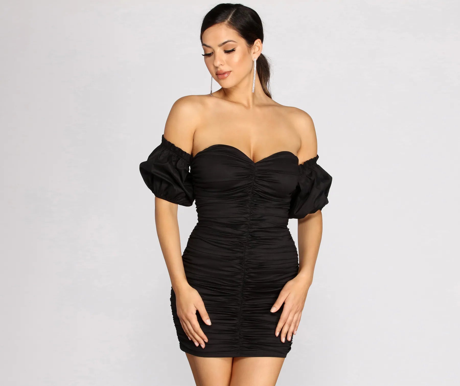 Major Sweetheart Ruched Mini Dress