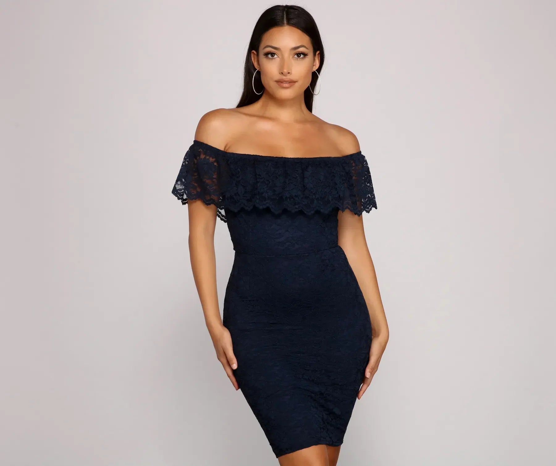 Stunner In Lace Midi Dress