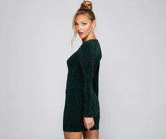 Glitzy Moment Glitter Knit Mini Dress