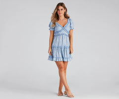 Brighten Up Floral Ruffle A-Line Dress