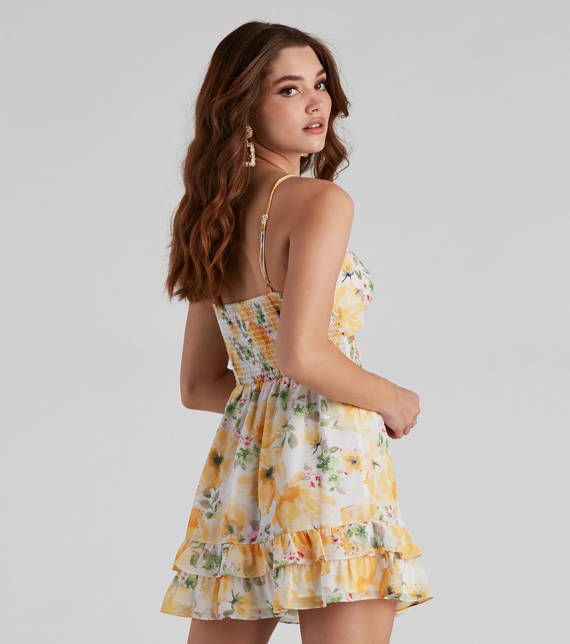 Floral Burst Ruffled Short Dress