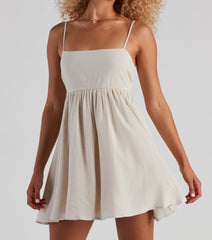 Twirl All Day Linen Skater Dress