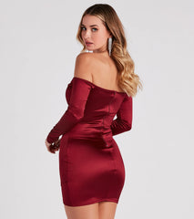 Alluring Chic Off-The-Shoulder Satin Mini Dress