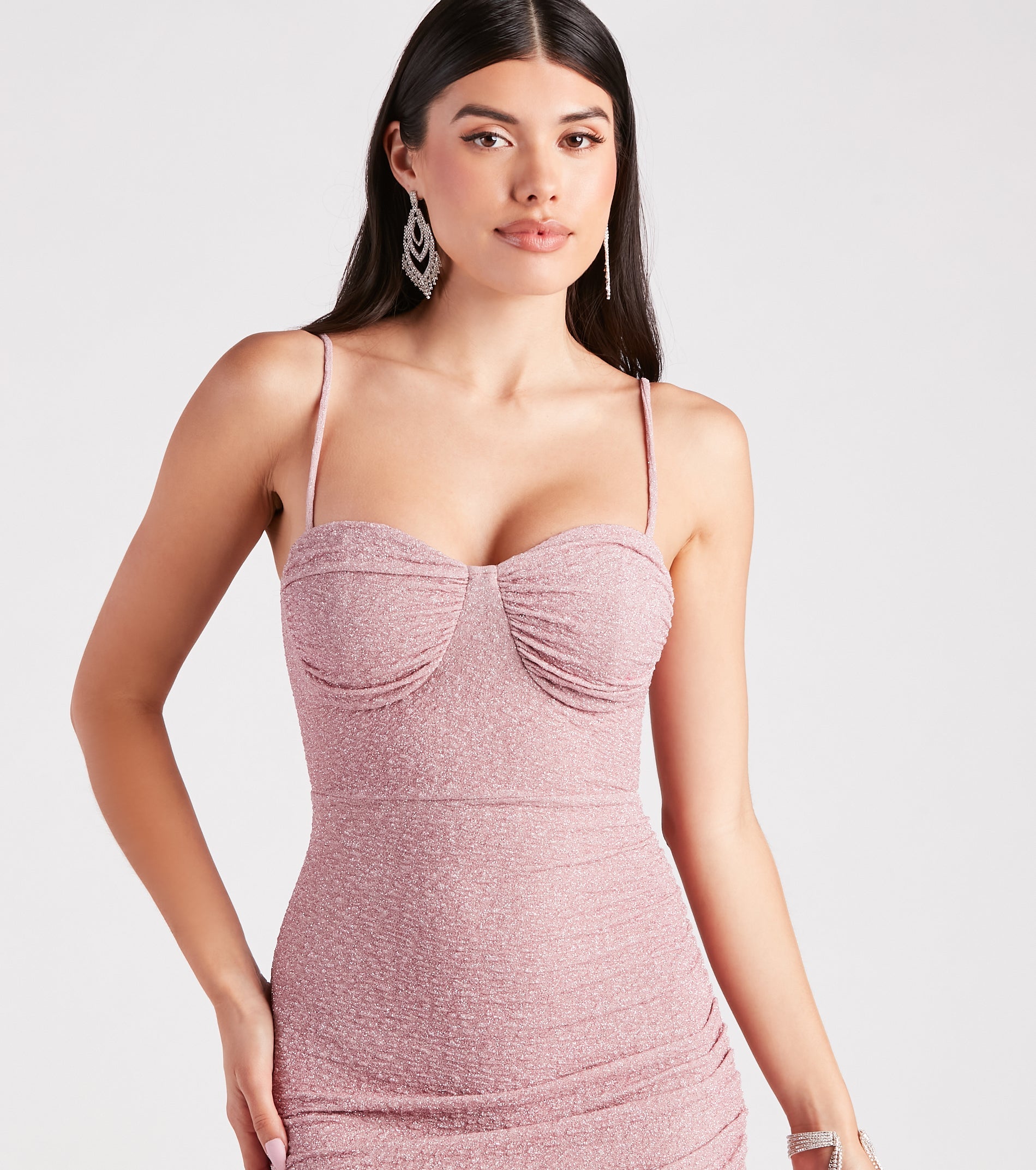 Ignite A Spark Glitter Slit Midi Dress