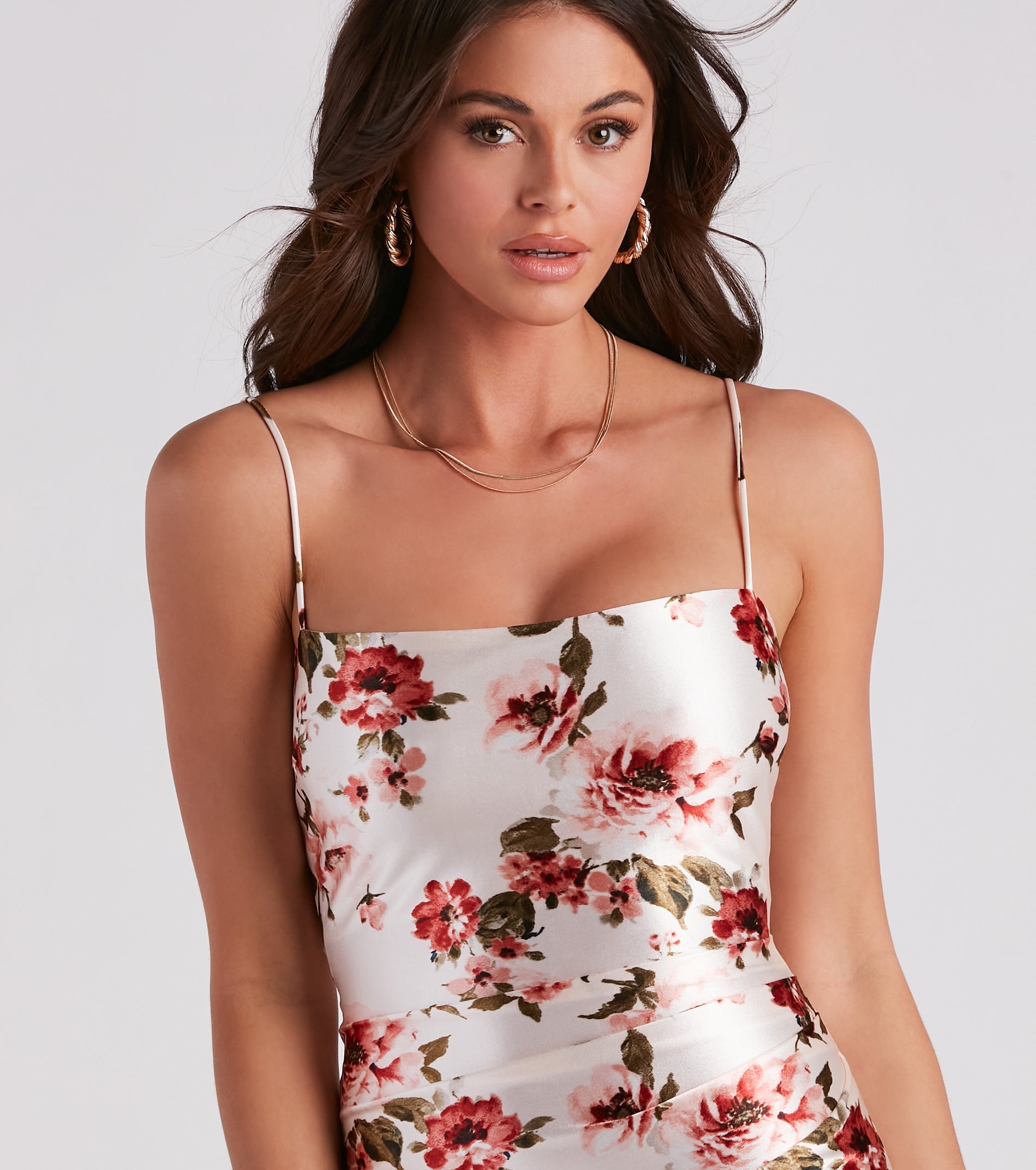 Blooming Romance Floral Satin Mini Dress