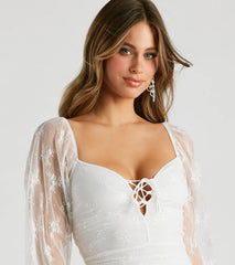Sweet Allure Long Sleeve Lace Mini Dress