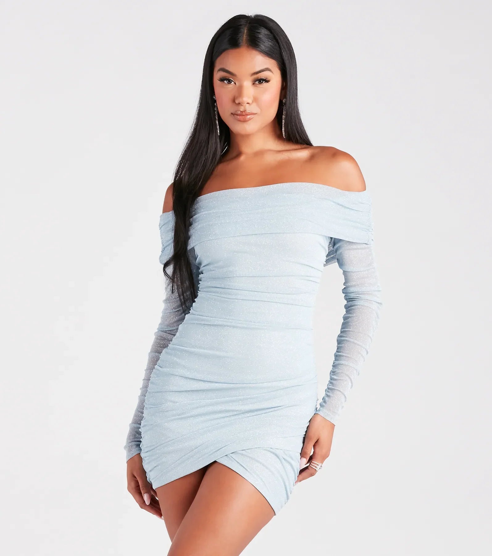 Dazzle The Night Glitter Mesh Mini Dress