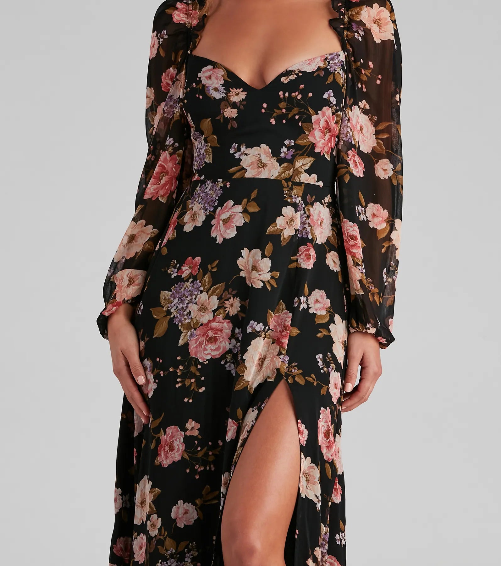 Swept Away Floral Chiffon Maxi Dress