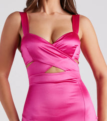 Cross My Heart Satin Cutout Dress