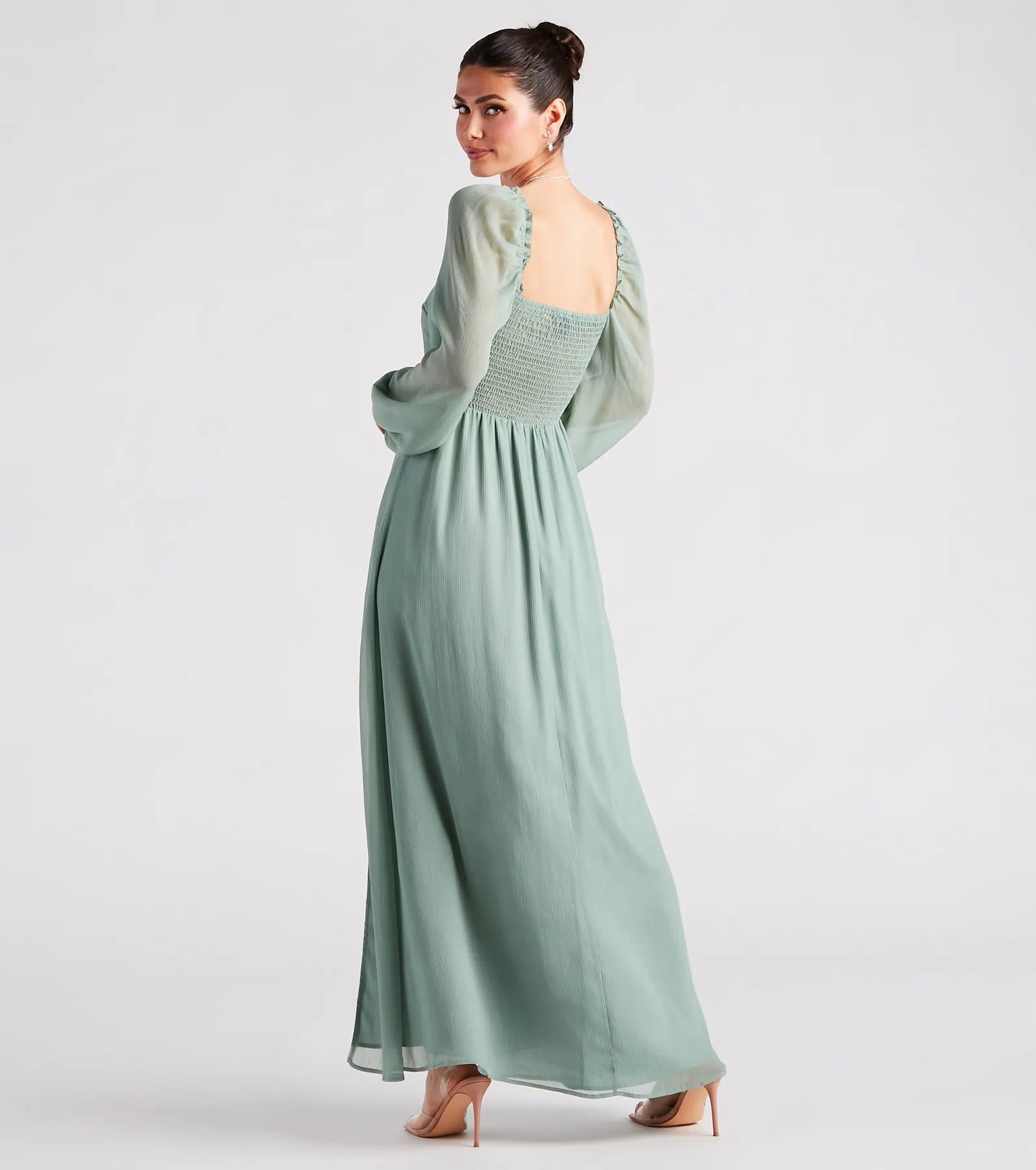Sheer Beauty Chiffon Slit Maxi Dress