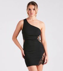 Destiny Driven Crepe Eyelash Lace Mini Dress