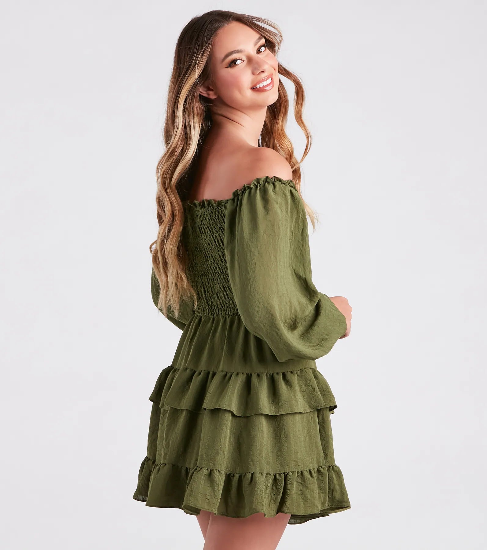 So Sweet Ruffled Cutout Skater Dress