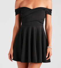 So Much To Love Crepe Surplice Skater Dress