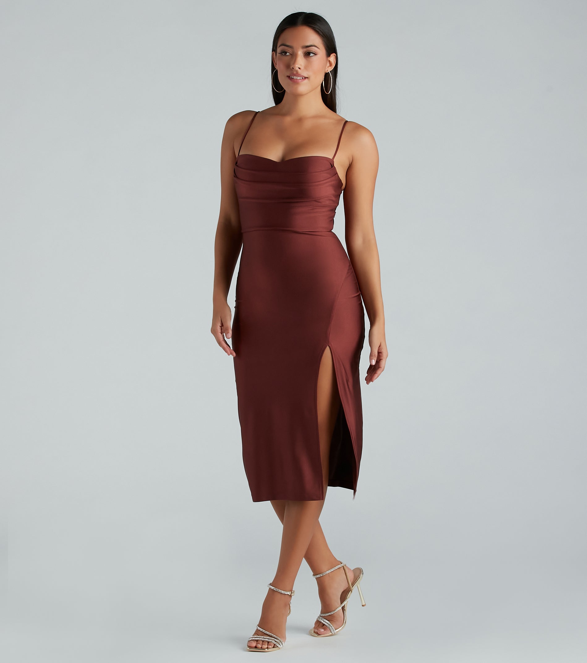 Sleek And Smooth High Slit Midi Dress