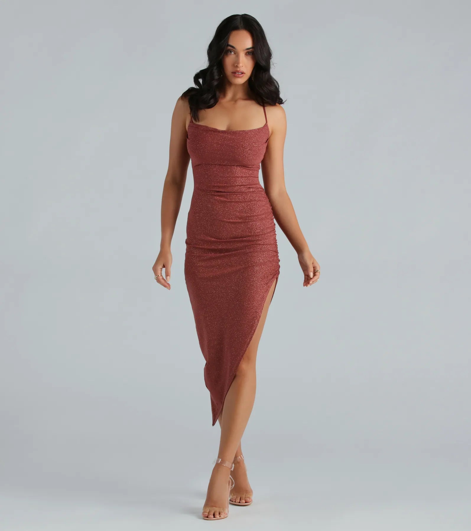 Shimmering Beauty Glitter Knit Midi Dress