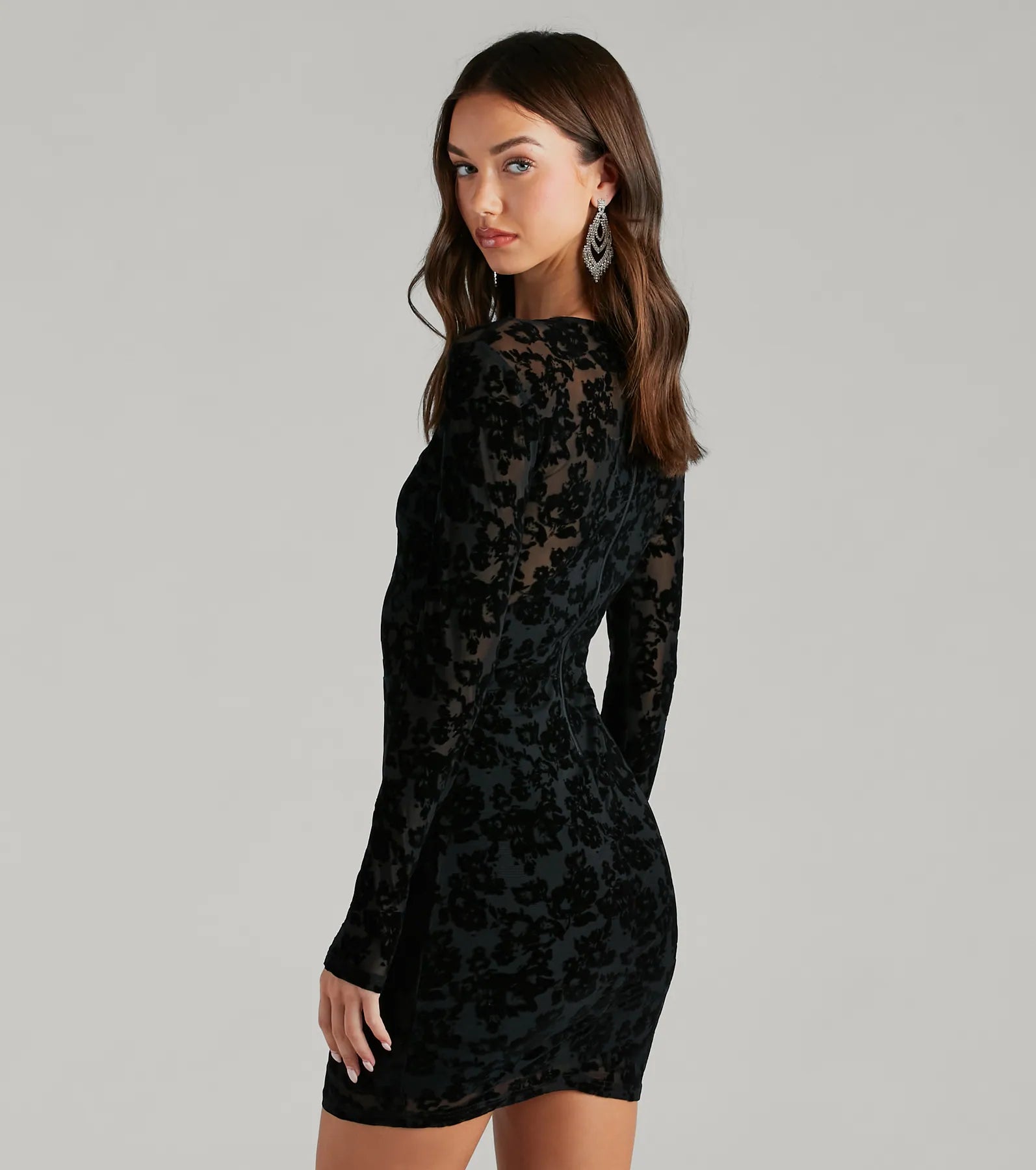 Late Night Vibes Velvet Flocked Mini Dress