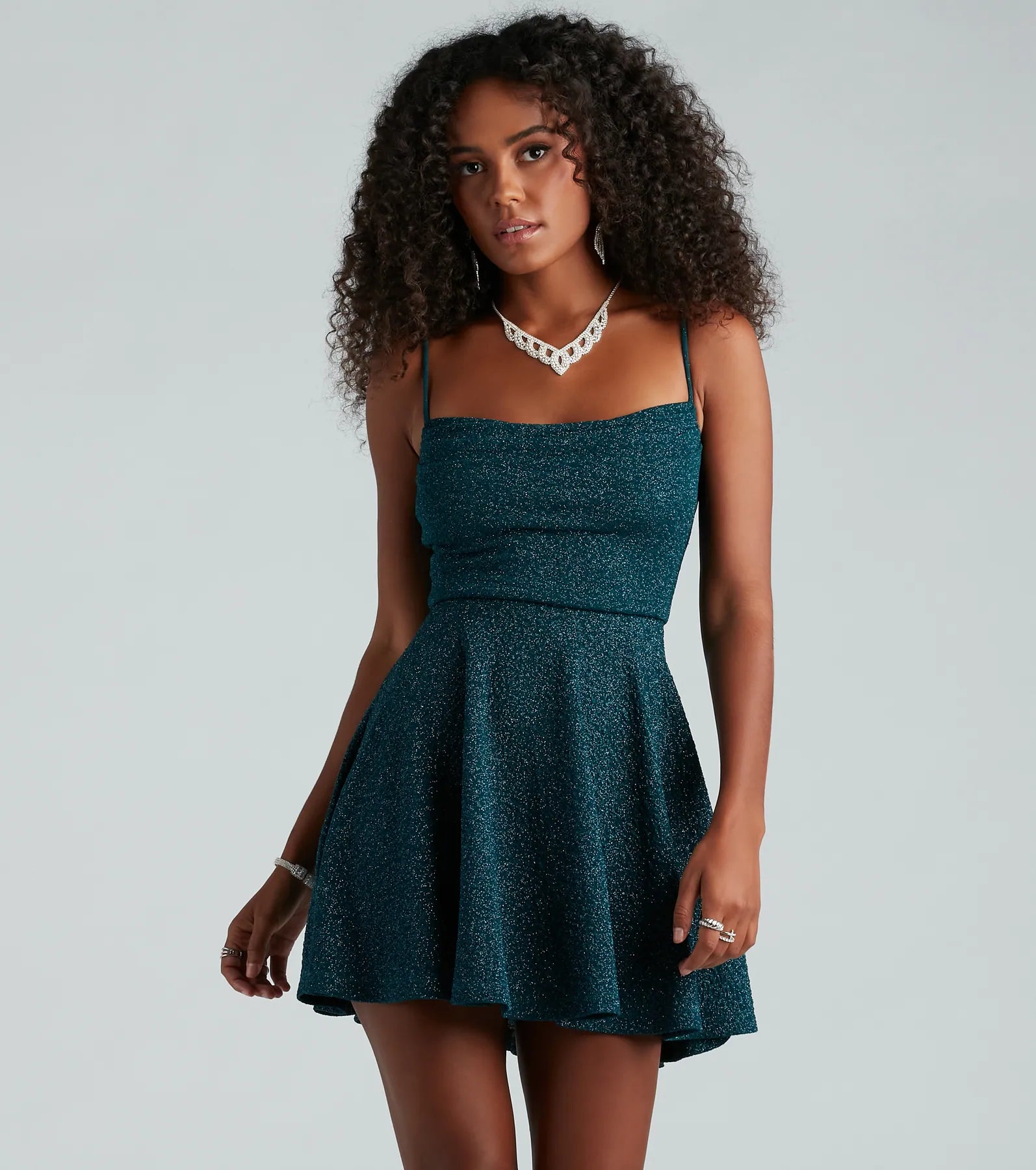 Glam Muse Glitter Knit Skater Dress