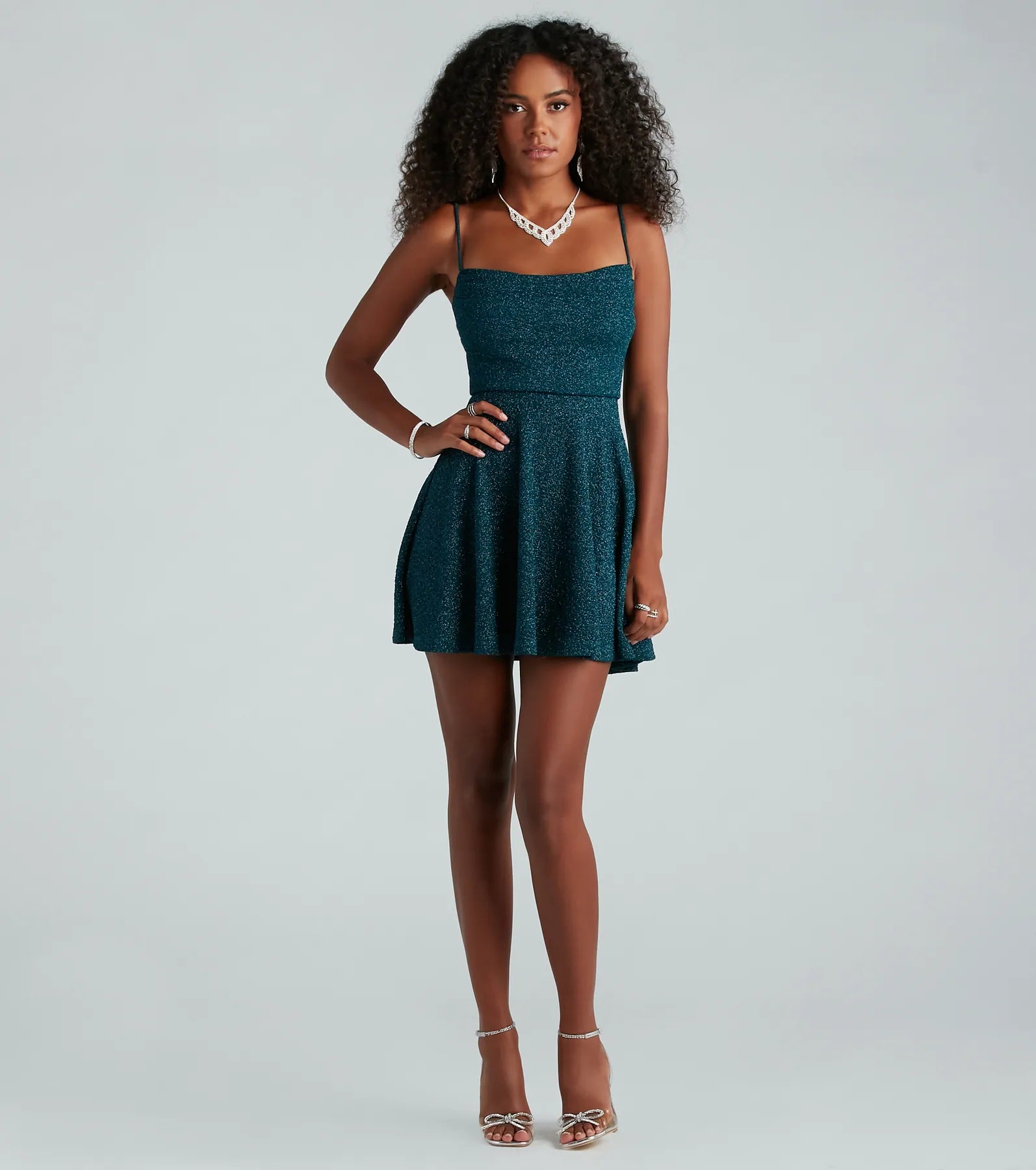 Glam Muse Glitter Knit Skater Dress
