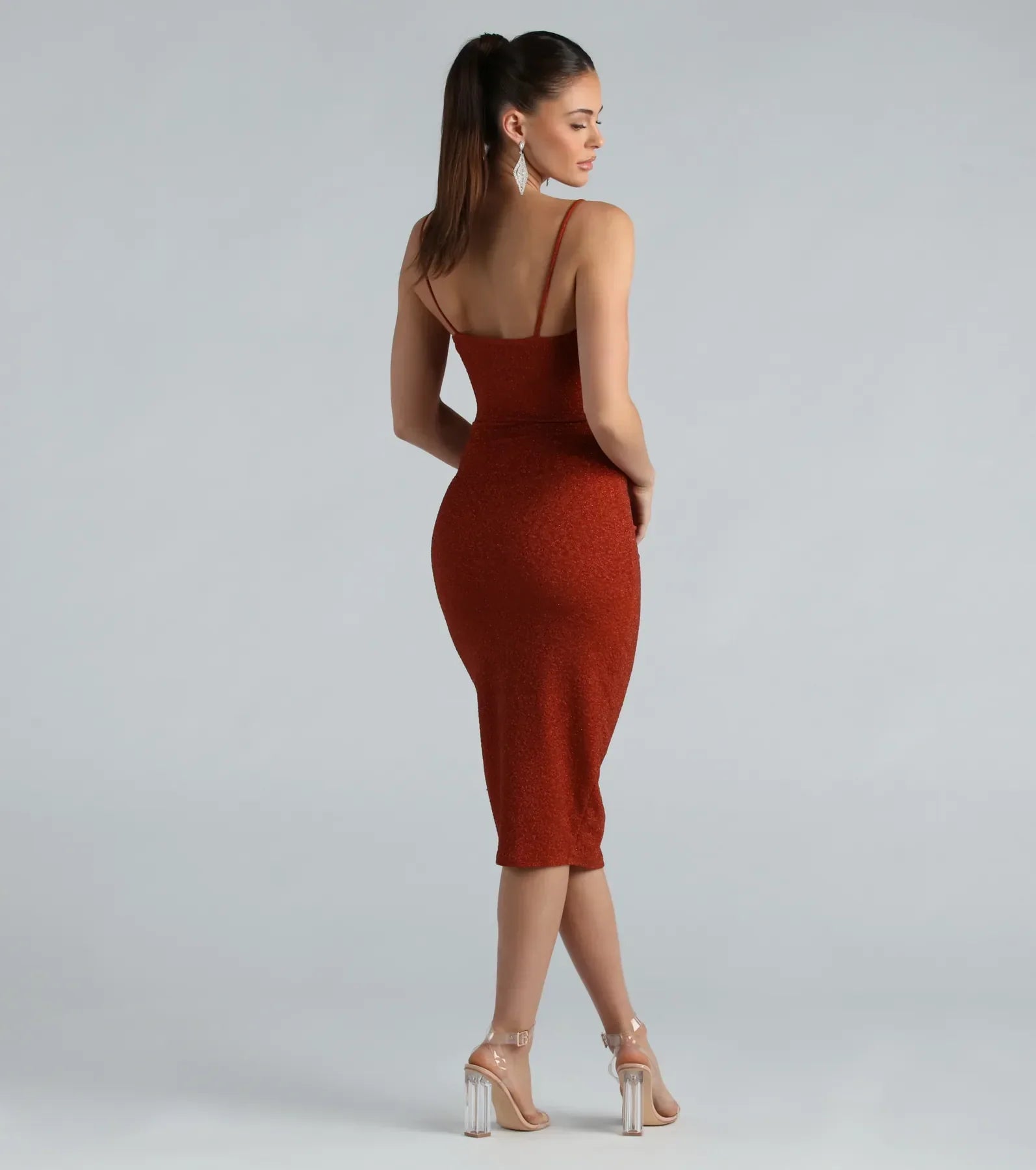 Glitter Queen Ruched Midi Dress