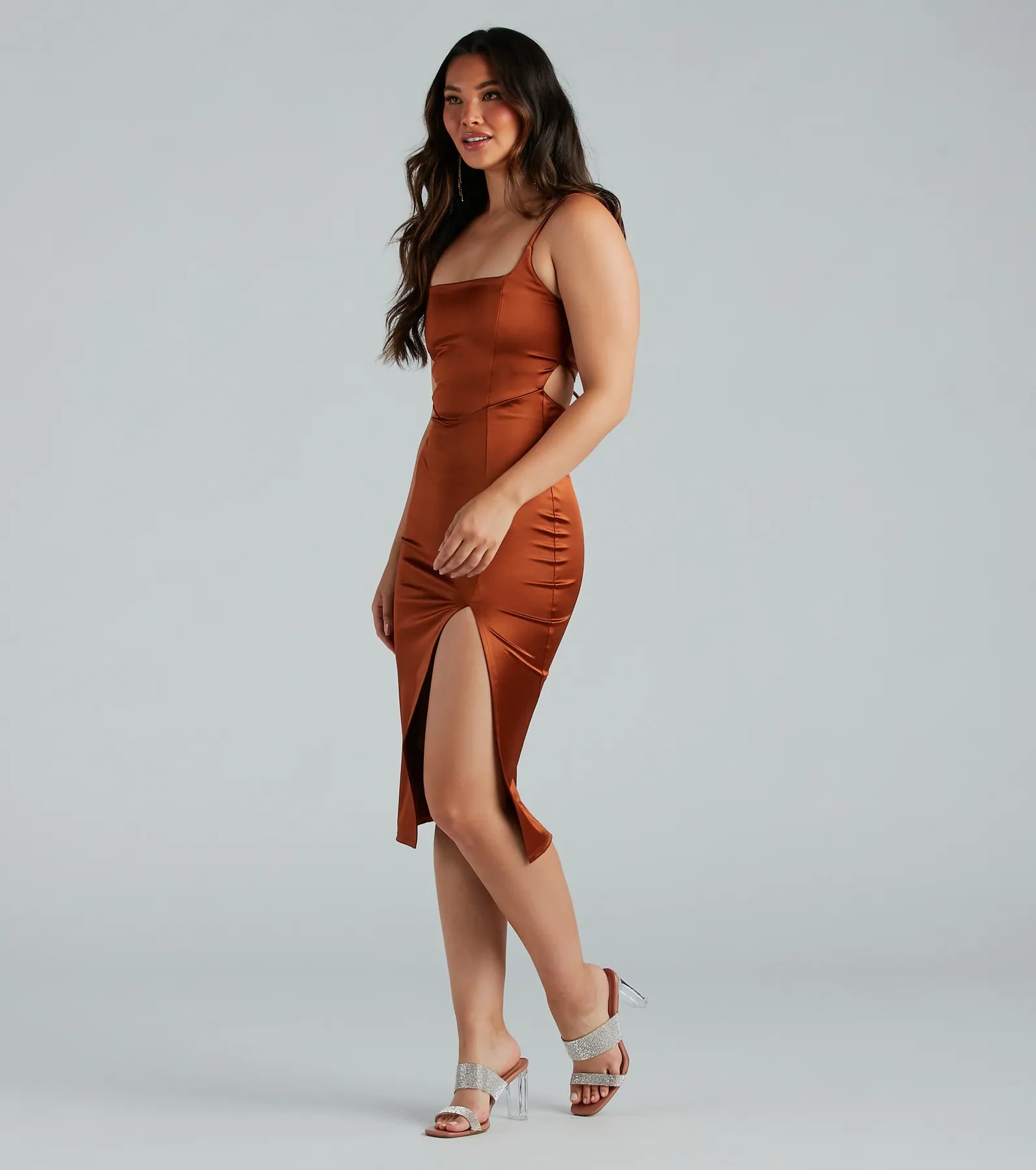 Luxurious Night Satin Midi Dress