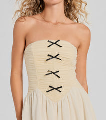 Prettiest Pick Strapless Bow A-Line Mini Dress