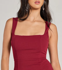 Chic Details Square Neck Bodycon Mini Dress