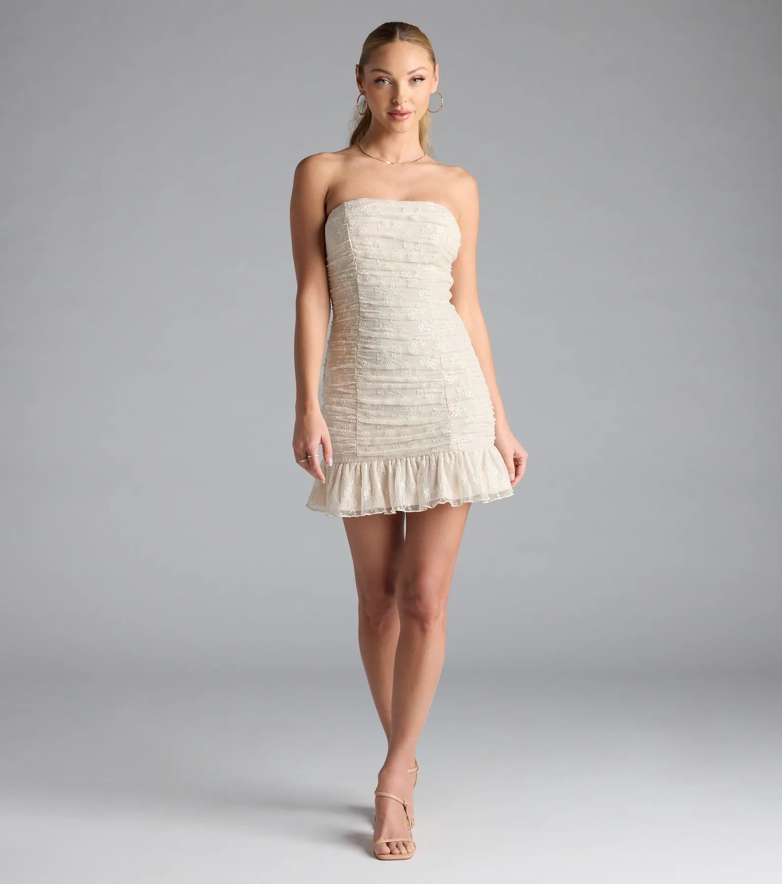 Romance Dreamer Strapless Bodycon Lace Mini Dress