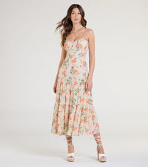 Delightful Directions V-Neck Floral Ruffled Midi Dress