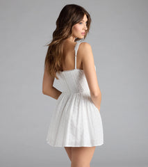 Sweetest Style Lace-Up Eyelet Skater Dress