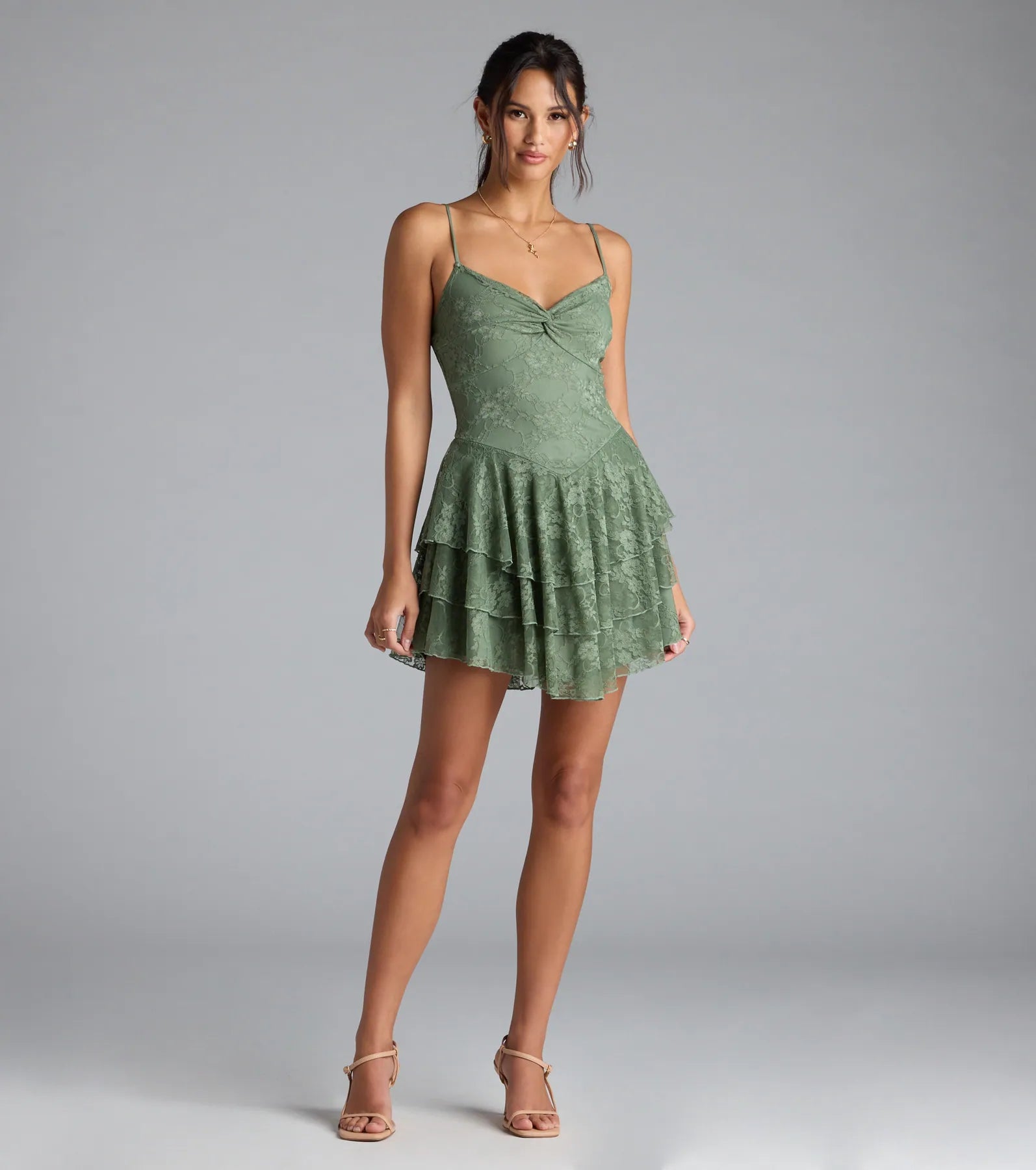Adorable Muse Ruffled Lace Skater Dress
