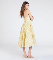 Set For Spring Halter Corset Floral Midi Dress