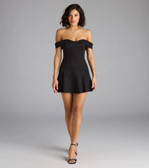 Classic Babe Off-The-Shoulder A-Line Mini Dress