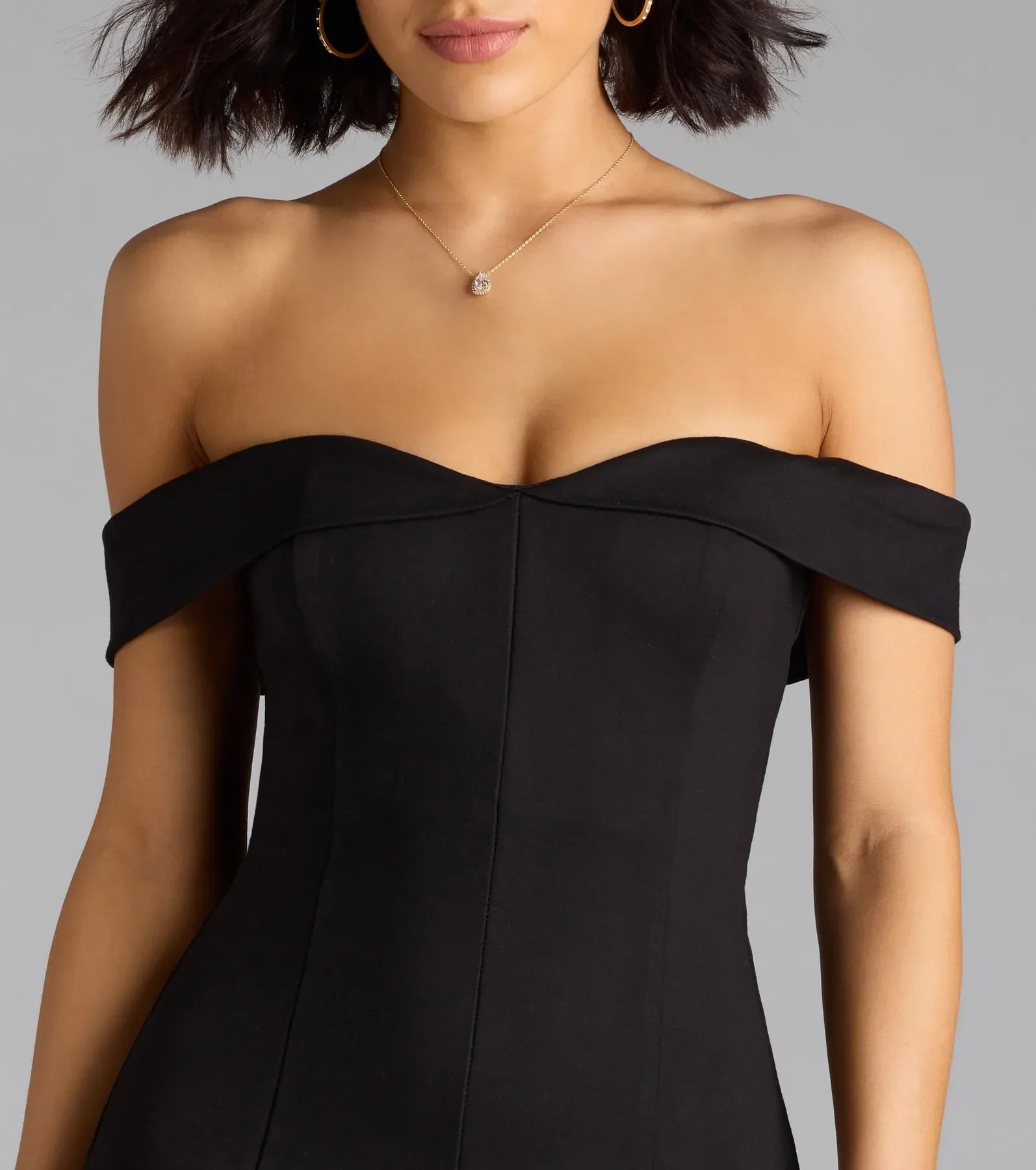 Classic Babe Off-The-Shoulder A-Line Mini Dress