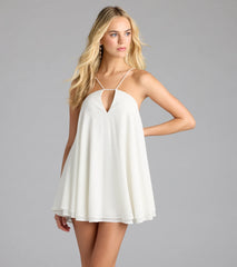 Feelin' Sweet Chiffon Halter Babydoll Dress